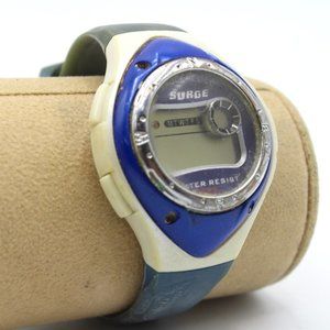 Vintage Surge Men's Retro Blue White Silver Tone Sports Digital Watch WR 50 90's